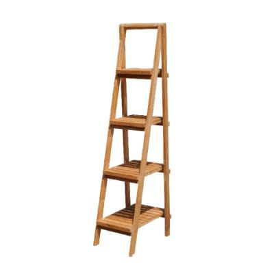D111 – Foldable Ladder Shelf 4 Level Teak