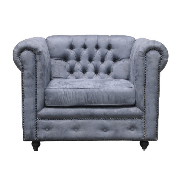 S130.1 – Chesterfield Sofa Single Seater MAHOGANY FABRIC Cushion