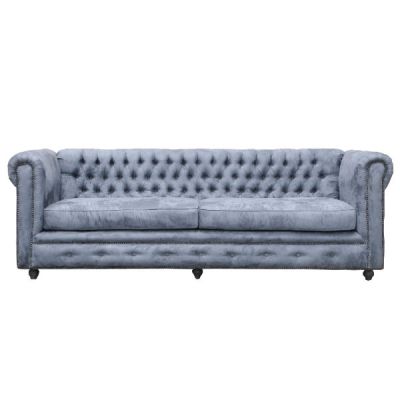 S130 – Chesterfield Sofa 3 Seater MAHOGANY FABRIC Cushions