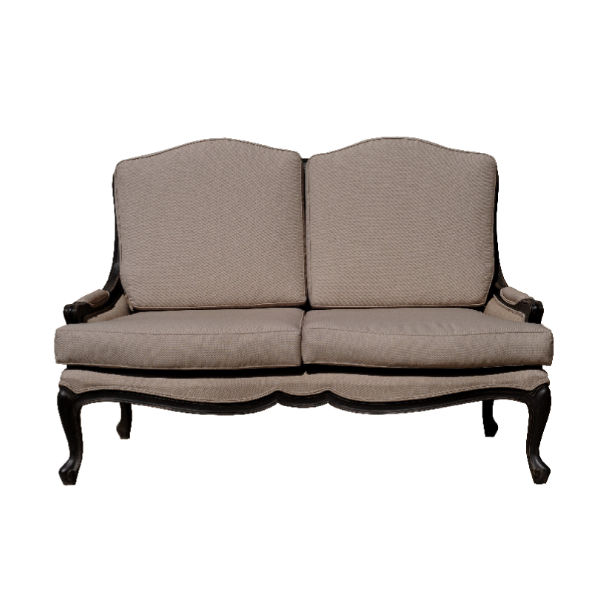 S162 – Sofa Bench Mahogany Fabric Cushions