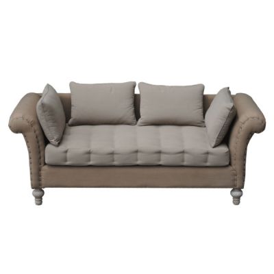 S167 – Sofa 2 Seater Mahogany Fabric Cushions
